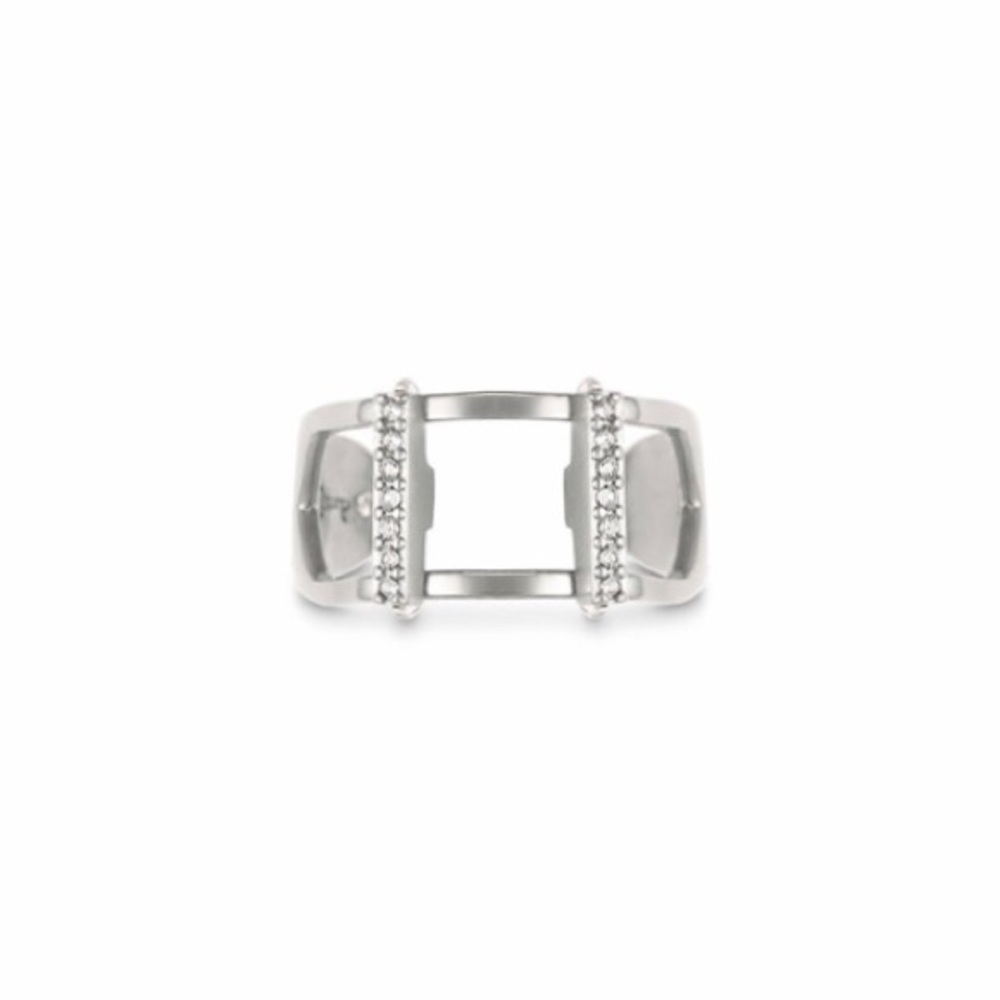 Silver Adjustable Pave Ring